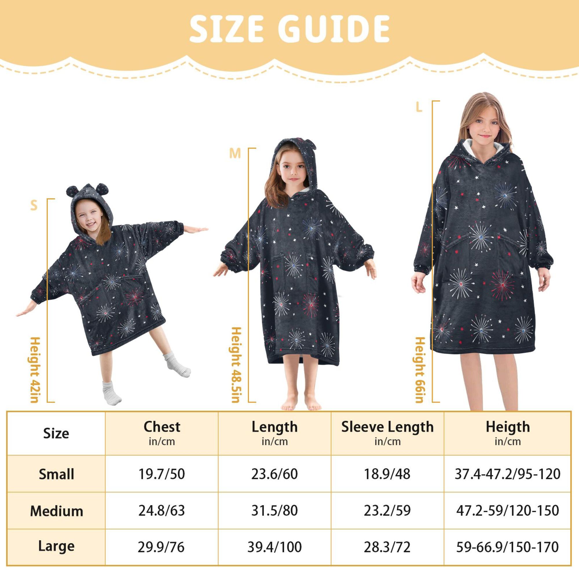 FORMRS Wearable Blanket Hoodie with Sleeves for Kids Cozy Flannel Sweatshirt, Starry Night Pattern