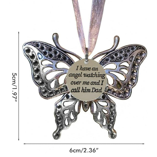 tredstone Creative Hollow Carving Butterfly Pendant Memorial Family Pendant Christmas Tree Decoration Car Rearview Mirror Pendant Gift for Family Husband