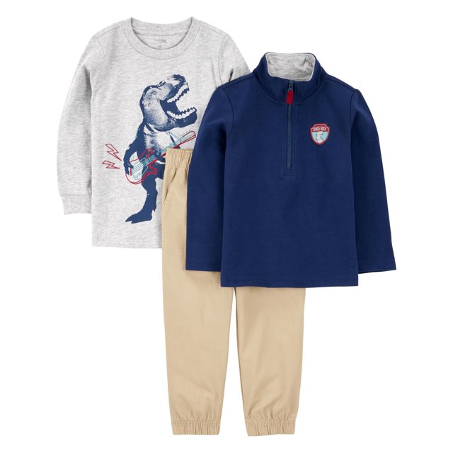 Set de ropa de juego de 3 piezas Simple Joys de Carter's Beige/Gris/Navy