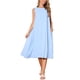 thumbnail image 1 of Vestidos de lino para mujer INSPIRE CHIC, con cuello redondo, corte holgado, sin mangas, vestidos de verano casuales con bolsillos, talla M, color azul, 1 of 6