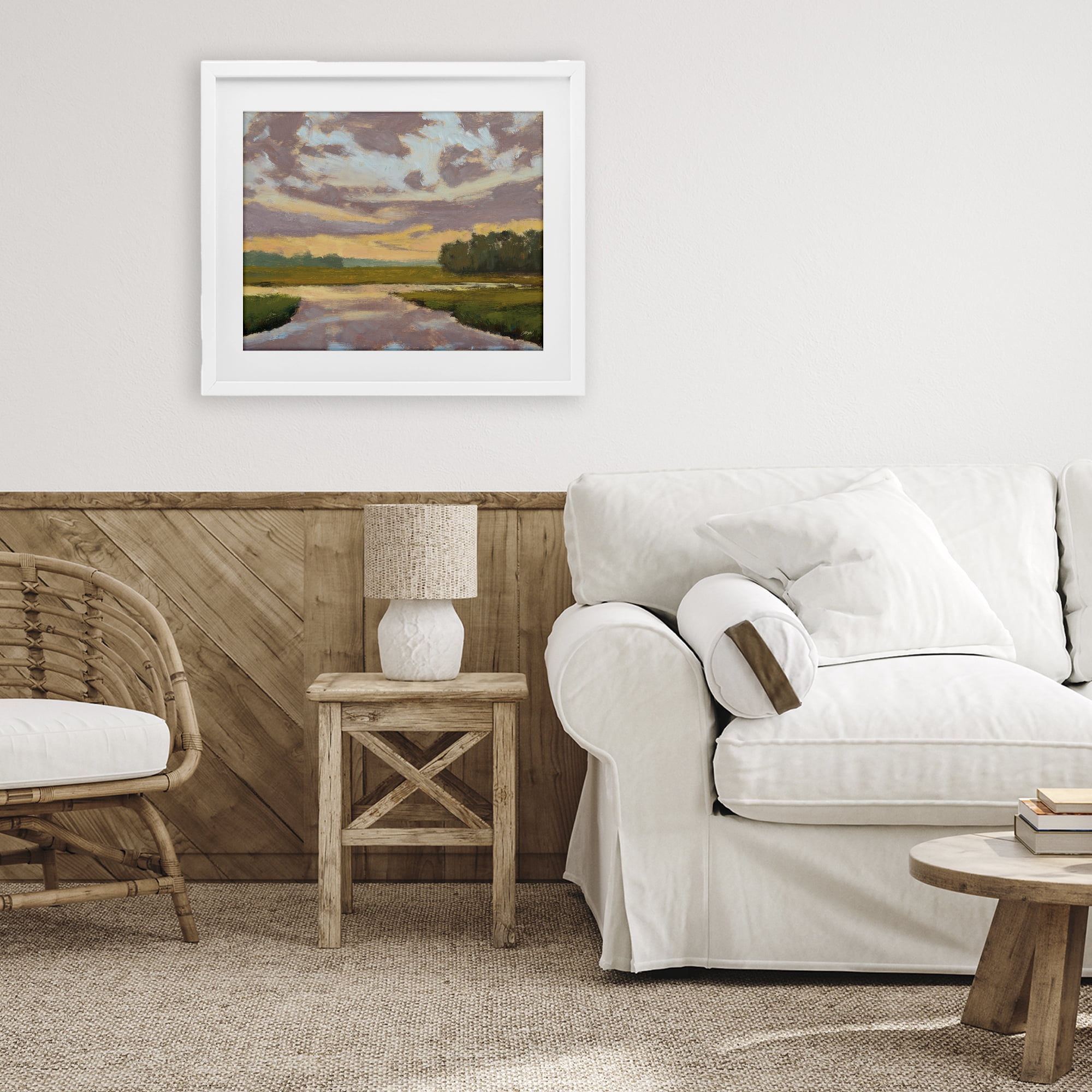 Stupell Industries Lowcountry Sunset Palette White Framed Print Under Glass, design by Carson Overstreet