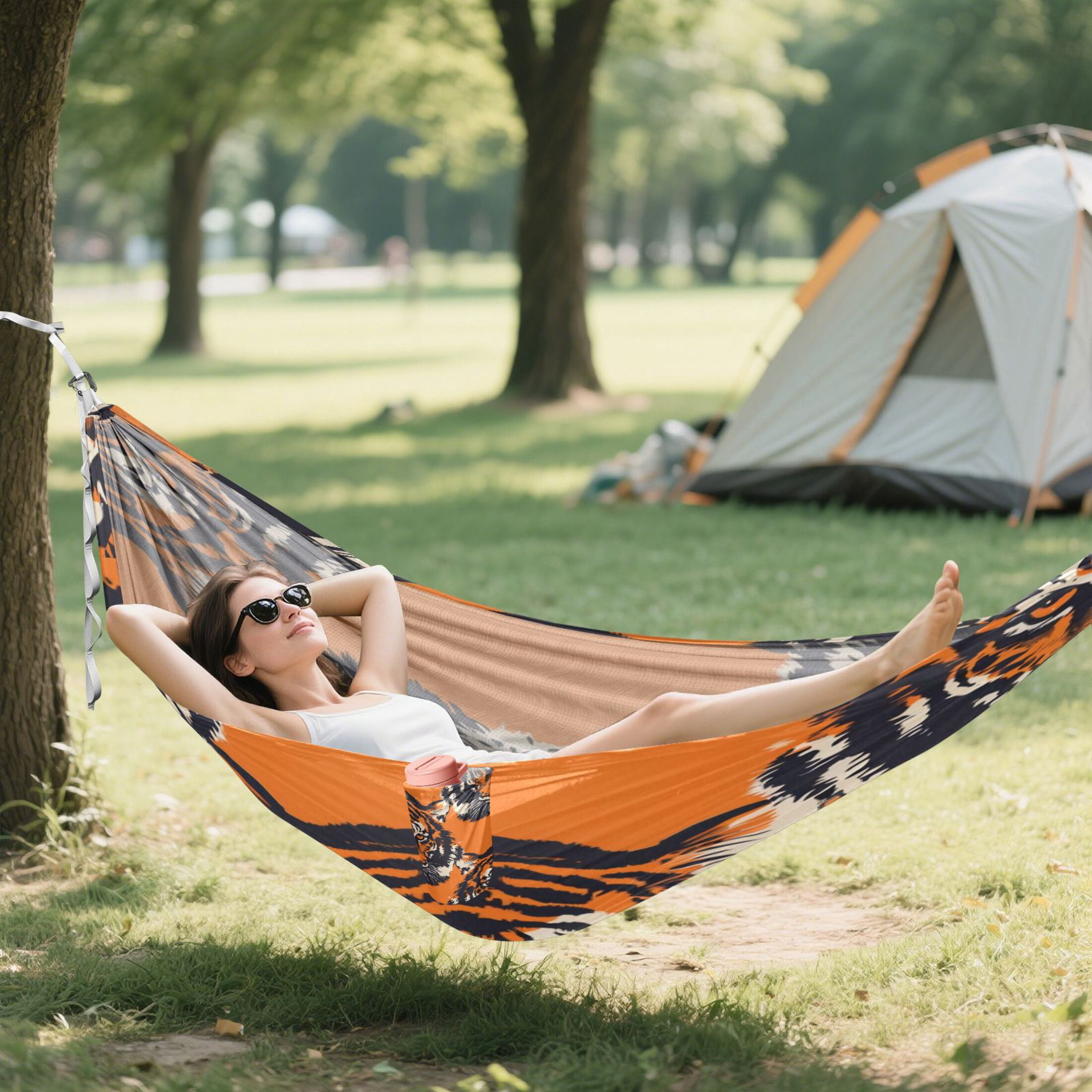 Hammock Camping Hammock Nylon Portable Hammock Travel Camping Hammock Orange Tiger Seamless