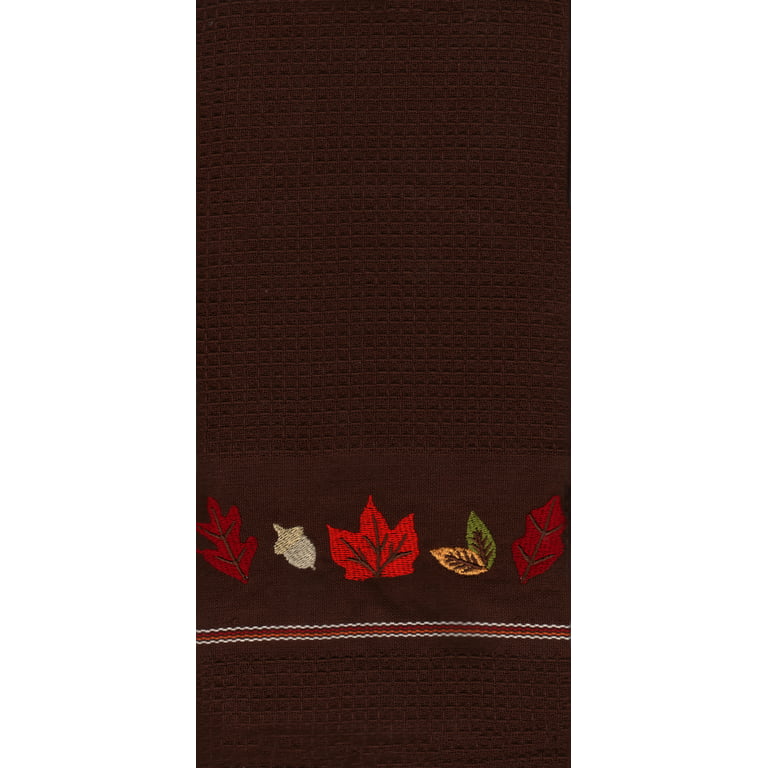 Kitchen Towels Set of 4 dish hand Autumn Fall Burgundy Red White