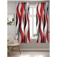 thumbnail image 2 of Red Black Grey Curtains 63 Inch Length, Sheer Curtains for Bedroom Living Room Window Moire Modern Artwork Abstract Rod Pocket Voile Drapes Kitchen Curtains Small Half Window 42"x63" 2 Panels, 2 of 6