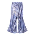 thumbnail image 3 of MSemis Girls Shiny Metallic Flare Pants Bell Bottom Wide Leg Trousers Dancewear, 3 of 7
