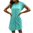 thumbnail image 5 of Levmjia Short Sleeve Dress For Women Casual Dress Round Neck Short Sleeve Solid Color Polyester Summer Beach Vacation Comfort Fit Multi Colors Available Clearance Sale, 5 of 9