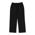 thumbnail image 4 of UAMVSH Mens Casual Pants Cotton Linen Button Lounge Pants Elastic Waist Mid Rise Beach Vacation Travel Pants with Pockets(LargeBlack), 4 of 7