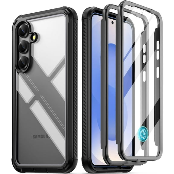 Poetic Guardian Case for Galaxy S25 5G 6.2 "(2025), Built-in Screen Protector [Work with Fingerprint ID], Black/Clear