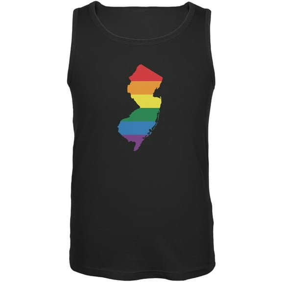 New Jersey LGBT Gay Pride Rainbow Black Adult Tank Top - 2X-Large