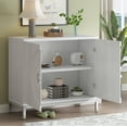 thumbnail image 4 of Sumdeal Kitchen Sideboard Buffet Storage Cabinet, Simple Storage Cabinet Accent Cabinet with Solid Wood Veneer and Metal Leg Frame for Living Room, Entryway, Dining Room (White), 4 of 7