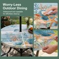 thumbnail image 5 of Round Outdoor Tablecloth with Umbrella Hole and Zipper, Blue Coastal Tablecloth with Elastic Waterproof, Summer Beach Starfish Shell Coral Nautical Patio Table Covers for 36" - 44" Pool Tables, 5 of 9