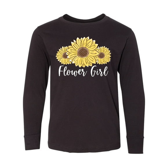Inktastic Flower Girl with Sunflowers Long Sleeve Youth T-Shirt