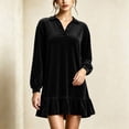 thumbnail image 4 of Sheghy Women Fall Collared Long Sleeve Shirt Dress Ruffle Hem Loose Fit, 4 of 6
