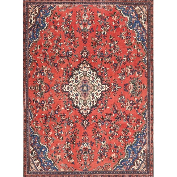 Ahgly Company Machine Washable Indoor Rectangle Traditional Orange Salmon Pink Area Rugs, 2' x 4'