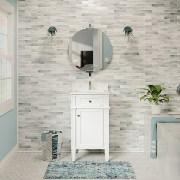 Hailey 20" Bathroom Vanity with White Cabinet and Engineered Marble Top