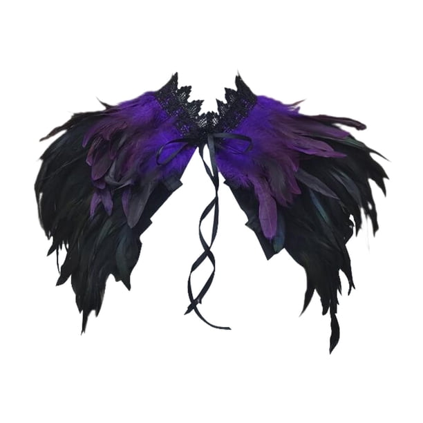 Capa de Chal de Plumas Jinwen Cómoda Gótica Accesorios Disfraz Halloween Púrpura Negro