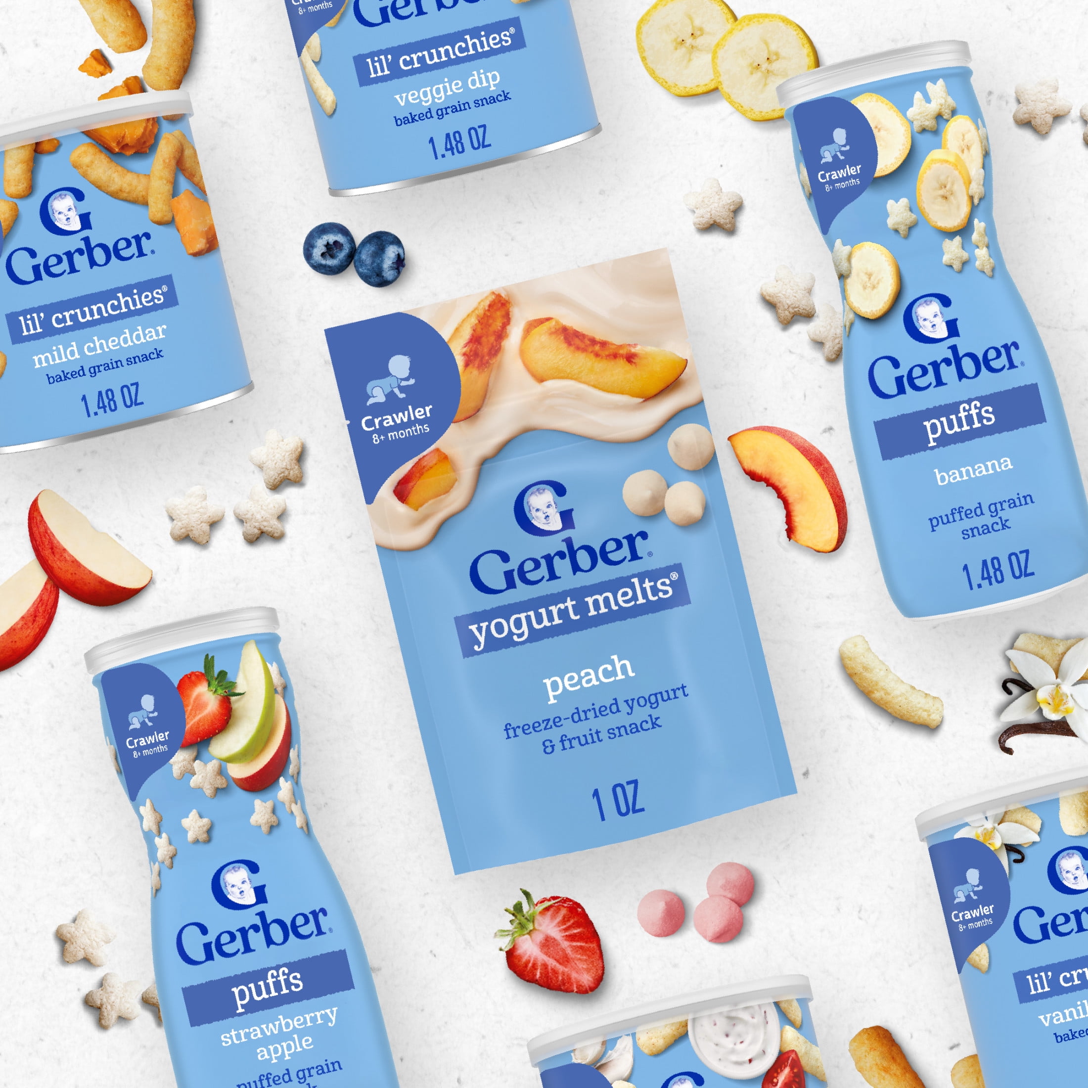 (6 pack) Gerber Snacks for Baby Yogurt Melts, Strawberry & Mixed Berry Variety Pack, 1 oz Bag, 4 count