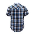 thumbnail image 2 of Men’s Western Short Sleeve Button Down Casual Plaid Pearl Snap Cowboy Shirt (#17 Blue/Black/White, 4XL), 2 of 3