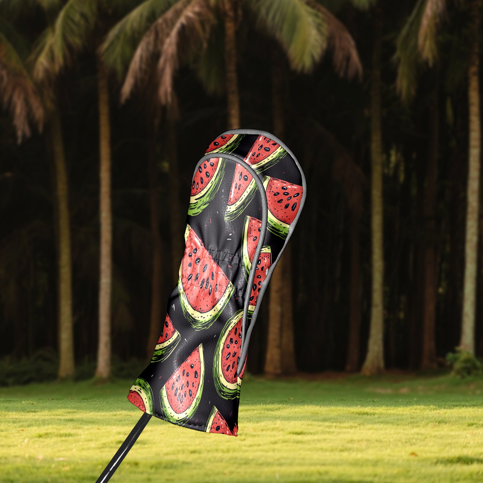 Golf Club Covers PU Leather Waterproof Head Covers for Fairway Woods Hybrids Watermelon Pattern