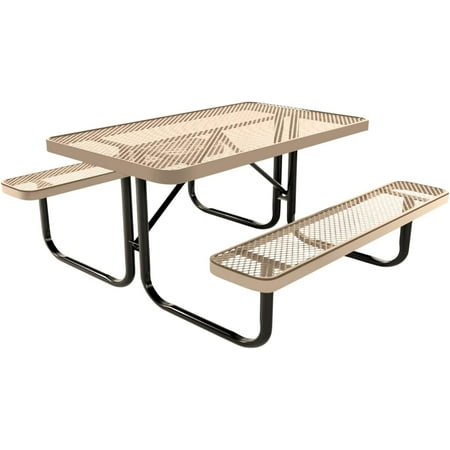 Coated Outdoor Furniture Heavy-Duty Portable Outdoor Kids Table Expanded Metal Kids Picnic Table Commercial-Grade Picnic Table Made in America (4ft Rectangular Childrens Tan)