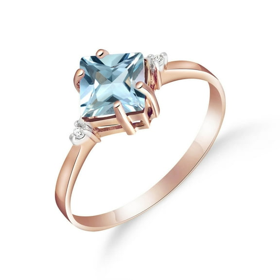 Galaxy Gold GG 14K Rose Gold 1.77 Carat Natural Diamonds and Aquamarine Ring - March Birthstone - Courage & Clarity - Sizes 5.5 to 11 - Fine Jewelry for Women