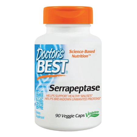 Doctor's Best Serrapeptase, Non-GMO, Vegan, Gluten Free, Supports Healthy Sinuses, 40,000 SPU, 90 Veggie (Best Way To Clear Congested Sinuses)