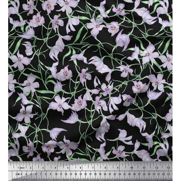 Soimoi Cotton Duck Fabric Leaves & Wild Flower Floral Fabric Prints by Yard 42 Inch Wide