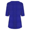 thumbnail image 5 of Holzkary Women's Short Sleeve Flowy Henley Shirt V Neck Tunic Tops Polka Dot Button Down T Shirts Women's Casual Pleated Round Neck Button Open Short Sleeve Loose T Shirt Shirt Top Blue Xl, 5 of 7