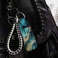 thumbnail image 4 of Renewold Blue Chapstick Holder Keychain for Women Fashion Lipstick Sleeve Lip Balm Portable Pocket Lip Gloss Tube Holder Marble Print Keychain Bag Pouch, 4 of 6