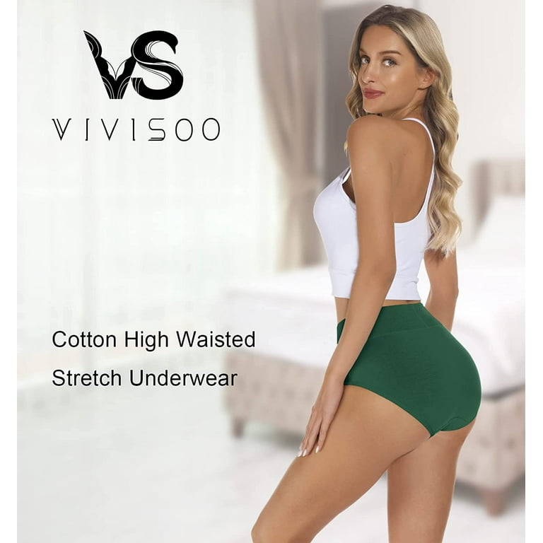 VIVISOO Women's Stretch Cotton Underwear High Waisted Panties Soft