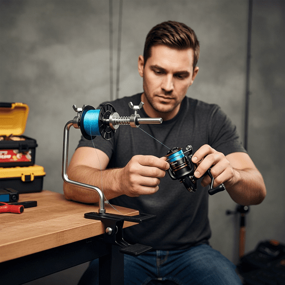 Fishing Line Spooler, Portable Spooling Station with Anti-Twist Design for Spinning and Baitcasting Reels, Adjustable Line Winder for Multiple Spool Sizes, Compact Fishing Gear and Tackle Accessories