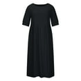 thumbnail image 4 of Lilgiuy Summer Sales Women's Summer Fashion Round Neck Short Sleeve Solid Color Loose Dress, 4 of 5