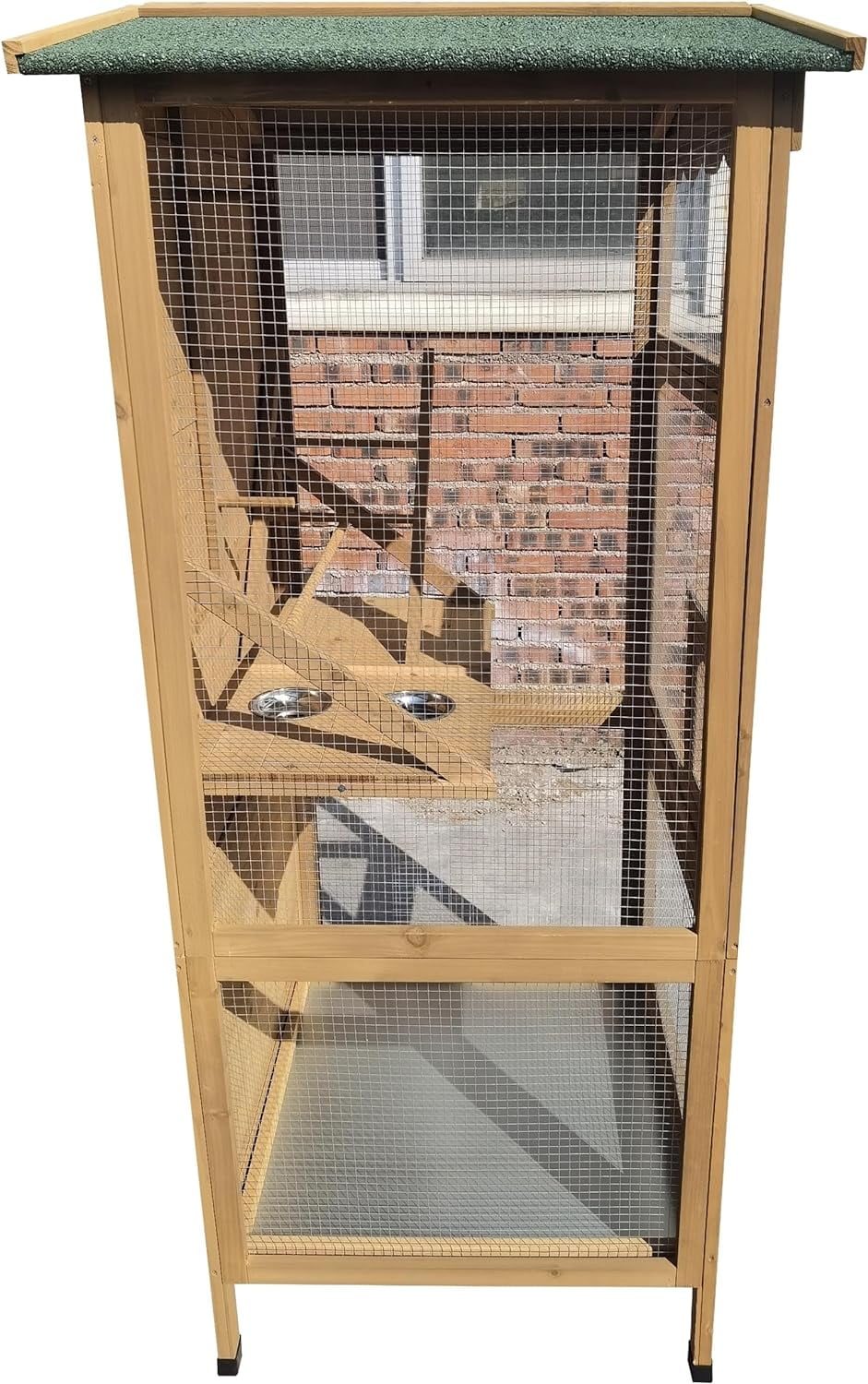 New 70” Large Outdoor Bird Aviary Weatherproof Wooden Indoor Bird Cage Easy Pull Out Clean Tray Asphalt Roof for Finches Doves Parrots Parakeets Canaries Cockatoos Lovebirds Pigeons