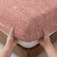 thumbnail image 3 of Twin XL Size Fitted Sheet Set - Peach Pink Texture 2 Piece Bedding Sets 16" Deep Pocket Fitted Sheet with 1 Pillowcases, Country Farmhouse Burlap Stripes Brushed Microfiber Hotel Luxury Bed Sheets, 3 of 9