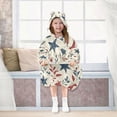 thumbnail image 7 of Wearable Blanket with Sleeves and Pocket Oversized Hooded Sweatshirt 3-14 YR Red and Blue Leafy Designs S, 7 of 7