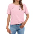 thumbnail image 2 of Plus Size Womens Clothes Kelon Women's Tops Short Sleeve Shirts Crew Neck Linen Cotton Work Blouses Business Casual Outfits, 3XL, 2 of 9