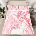 thumbnail image 2 of Homewish Fluid Art Twin Sheet Sets,Ink Painting Aesthetic Twin Fitted Sheet,Pink White Flat Sheet For Girls Kids,Super Cozy Room Decor,3-Piece, 2 of 7