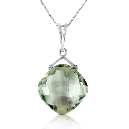 ALARRI 8.75 CTW 14K Solid White Gold Prove The Rule Green Amethyst Necklace with 24 Inch Chain Length.