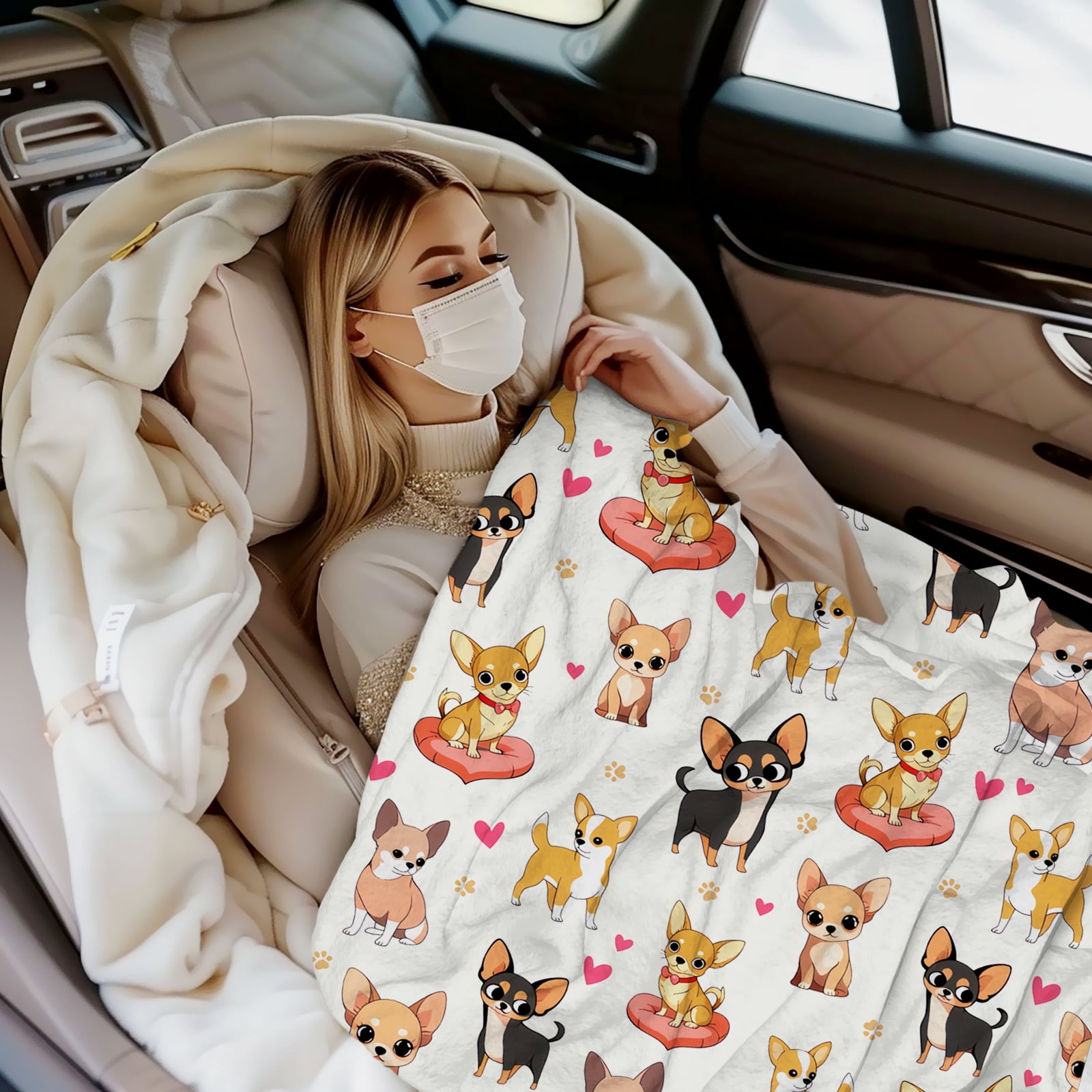 Chihuahua Gifts Blanket for Women Dog Lovers Stuff Cute Puppy Plush Dogs Print Themed Blanket Throw Cozy Soft Flannel Bedding Chihuahua Gifts for Women Adults Sofa Couch Bed Room Decor 80"X60"