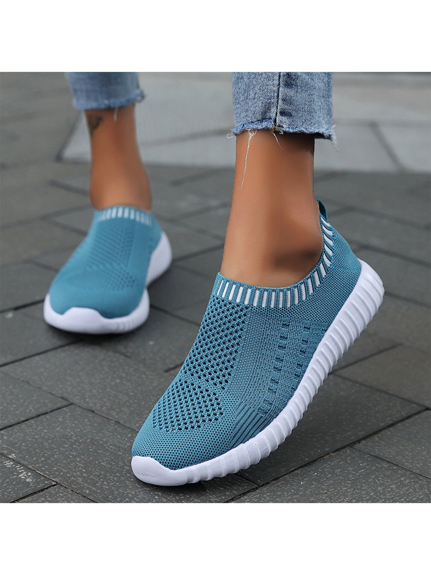 Breathable Women's Sports Shoes Mesh Casual Shoes Socks Shoes Non-Slip Soft Sole 