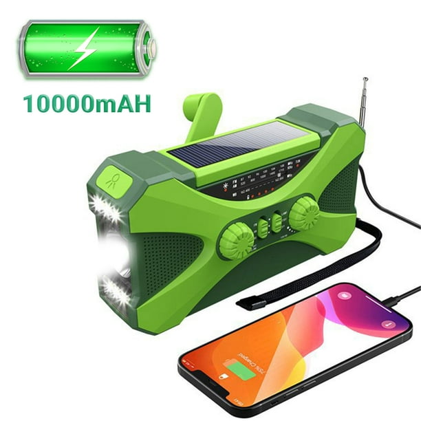Hanru Emergency Hand Crank Radio, 10000mAh Portable Power Bank Phone