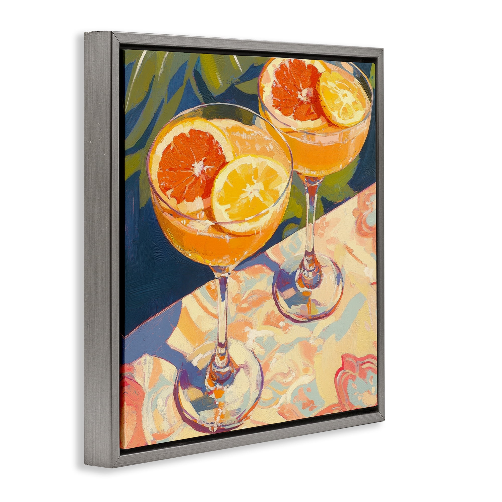 Stupell Industries Fruity Summer Cocktails Gray Framed Floater Canvas Wall Art, design by Petal Prints Design