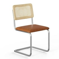 Pemberly Row Cane Back Vegan Leather Side Chair (Set Of 2) in Brown