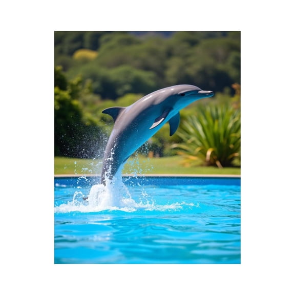 Paint by Numbers Kit for Adults, Dolphin Leaping Blue Pool Paint by Numbers, Easy Paint by Numbers Kit for Adults Beginner, DIY Adult Paint by Number Kits on Canvas, Home Decor 12x16in