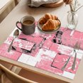 thumbnail image 3 of Pink White Placemats Set of 12 Modern Abstract Art Botanical Place Mats Indoor Wipeable Table Mats Washable Cloth Dining Table Placemats for Kitchen Holiday Party Home Decor 13x19 Inch, 3 of 9