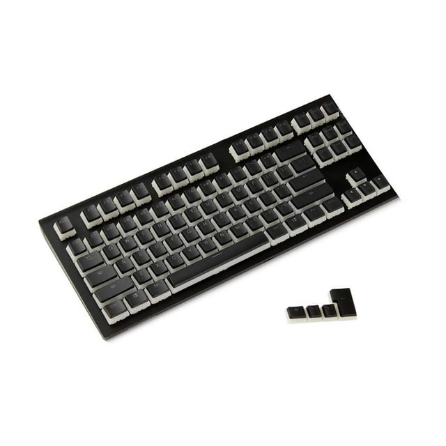 YMDK 87 PBT Double Shot Shine Through ANSI ISO OEM Profile Pudding Keyset Keycap for MX Mechanical Keyboard (87-Key Black) (Only Keycap)