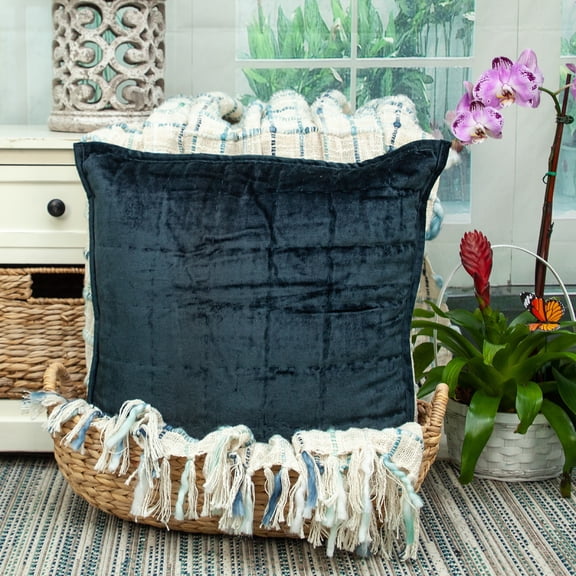 Nassau Collection Quilted Square Stitch Throw Pillow - 20" - Dark Blue