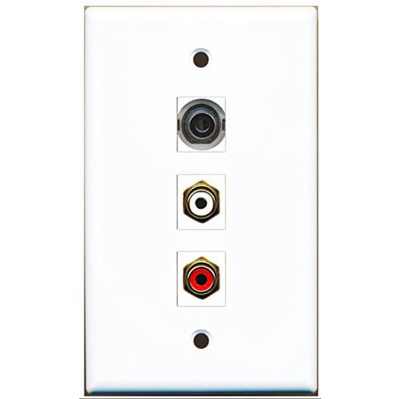 RiteAV - 1 Port RCA Red and 1 Port RCA White and 1 Port 3.5mm Wall Plate