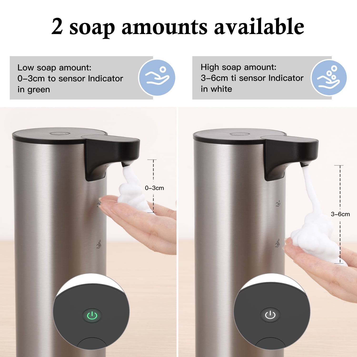 Lococo Soap Dispenser, Rechargeable Automatic Soap Dispenser Stainless Steel Touchless Foaming Soap Dispenser for Bathroom Auto Hand Soap Dispenser for Kitchen, Xmas Gift,9oz