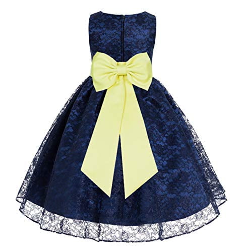 navy blue and yellow flower girl dresses